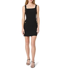 French Connection Azra Twill Flap Pocket Square Neck Sleeveless Mini Dress