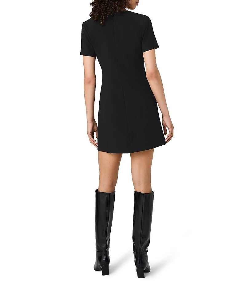 French Connection Azra Twill Square Neck Short Sleeve Button Front Mini Dress