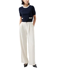 French Connection Babysoft Knit Crew Neck Short Sleeve Sweater Top