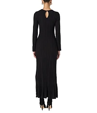 French Connection Babysoft Rib Knit Crew Neck Long Sleeve Fit and Flare Maxi Dress
