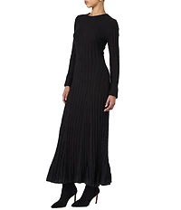 French Connection Babysoft Rib Knit Crew Neck Long Sleeve Fit and Flare Maxi Dress