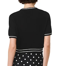 French Connection Babysoft Round Neck Short Sleeve Rib Stripe Top
