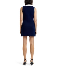 French Connection Bennet Rib Knit Contrast Collar Sleeveless A-Line Mini Dress