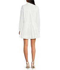 French Connection Cambria Collared Long Sleeve Cotton Mini Shirt Dress