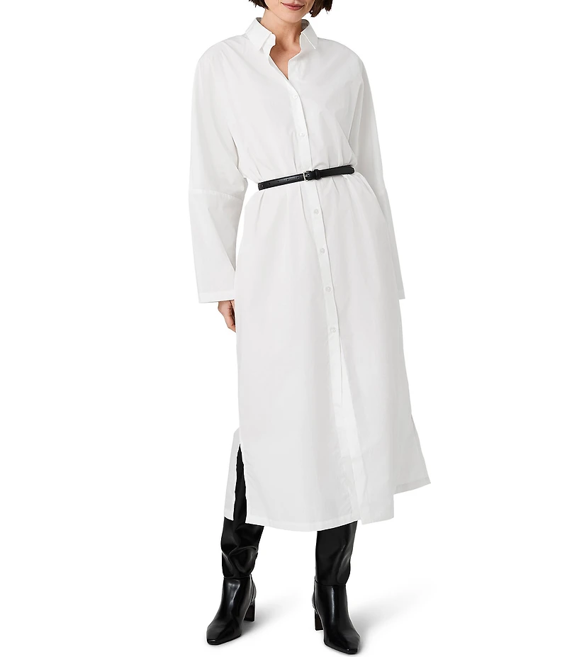 French Connection Cambria Cotton Collared Long Sleeve Maxi Shirt Dress