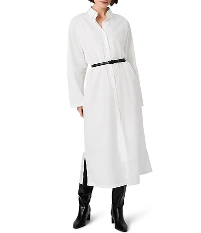 French Connection Cambria Cotton Collared Long Sleeve Maxi Shirt Dress