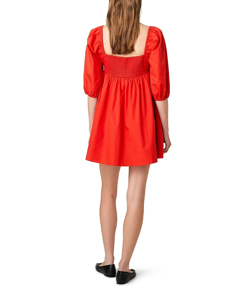 French Connection Cambria Cotton Sweetheart Neck Puff Sleeve Mini Dress