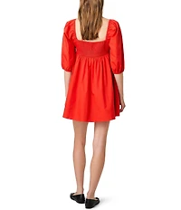 French Connection Cambria Cotton Sweetheart Neck Puff Sleeve Mini Dress