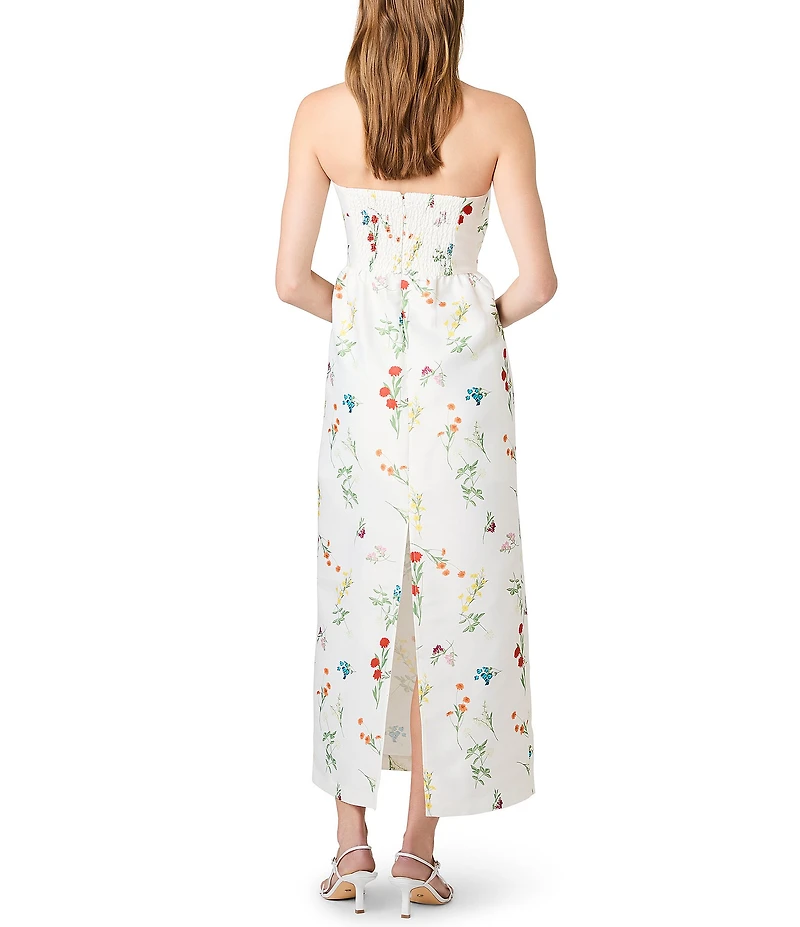 French Connection Christine Fleur Printed Structured Taffeta Strapless A-Line Maxi Dress