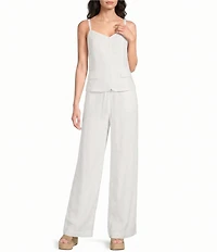 French Connection Cooper Linen Patch Pocket High Waist Wide Leg Coordinating Pants