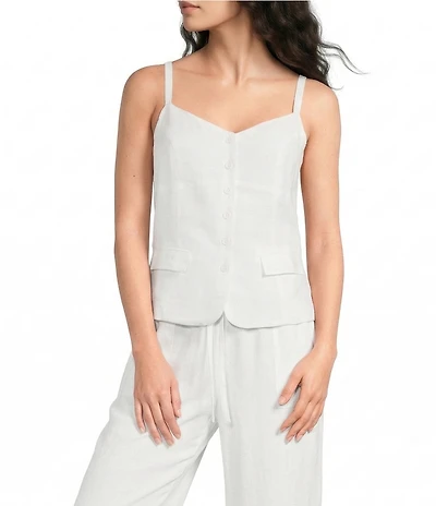 French Connection Cooper V-Neckline Sleeveless Linen Tailored Coordinating Top