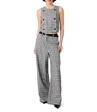 French Connection Coordinating Matteo Plaid Suiting High Rise Wide Leg Pants