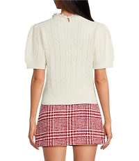 French Connection Embellished Pearl Crew Neck Cable Knit Sweater
