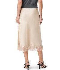 French Connection Ennis Satin Lace Midi Slip Skirt