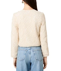 French Connection Geo Shell Round Neck Long Sleeve Textured Slim Fit Jacket