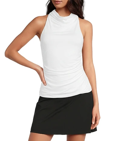 French Connection Gibson Jersey Ruched Cowl Neck Sleeveless Top