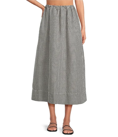 French Connection Gingham Elastic Bubble Ruched Midi Coordinating Skirt