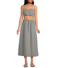French Connection Gingham Elastic Bubble Ruched Midi Coordinating Skirt