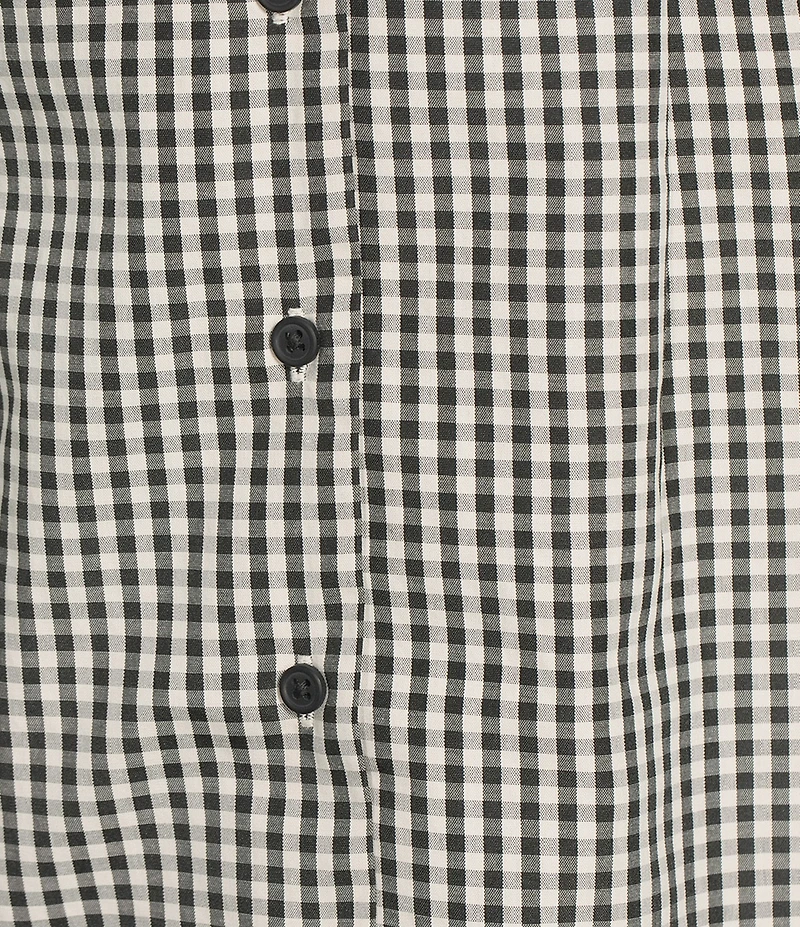 French Connection Gingham Round Neck Sleeveless Button Front Mini Dress