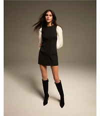 French Connection Harrie Suiting Double Breasted Crew Neck Sleeveless Button Front Mini Dress