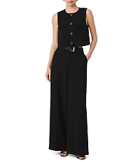 French Connection Harry Suiting High Waisted Wide Leg Trouser Pant