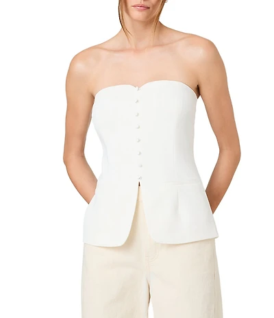 French Connection Harry Suiting Strapless Sweetheart Neck Tailored Top