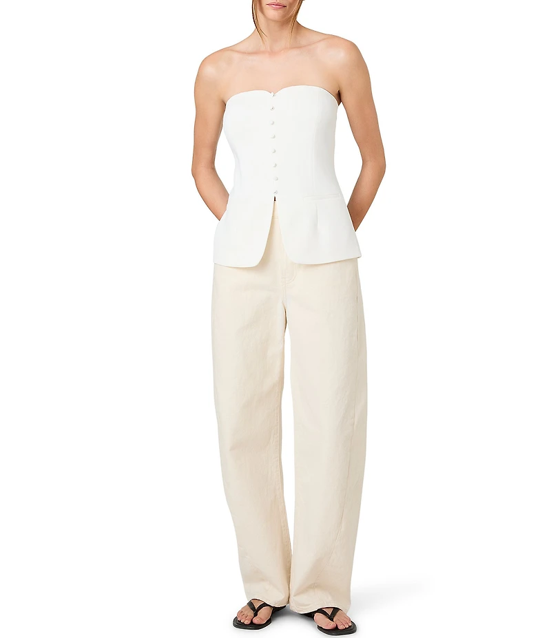 French Connection Harry Suiting Strapless Sweetheart Neck Tailored Top