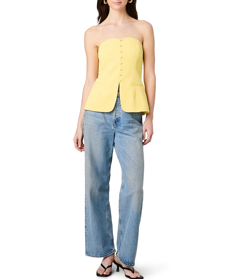 French Connection Harry Suiting Strapless Sweetheart Neck Tailored Top