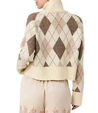 French Connection Koda Knit Argyle Jacquard Turtleneck Long Sleeve Sweater