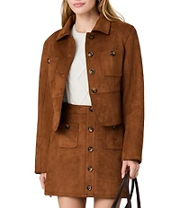 French Connection Laney Suede Collared Long Sleeve Tailored Jacket