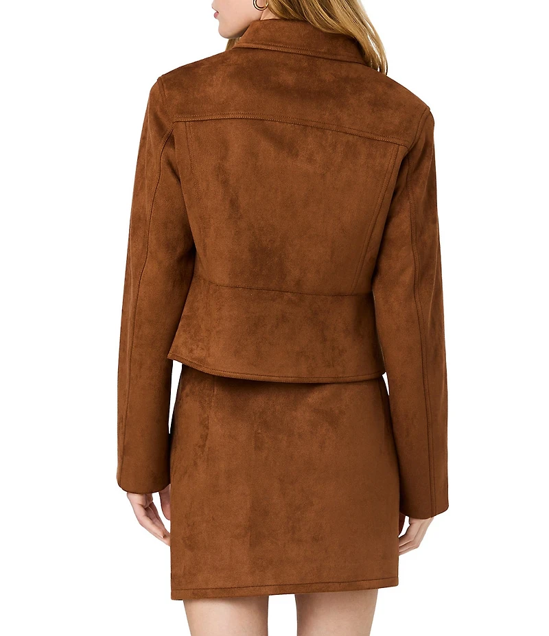 French Connection Laney Suede Collared Long Sleeve Tailored Jacket