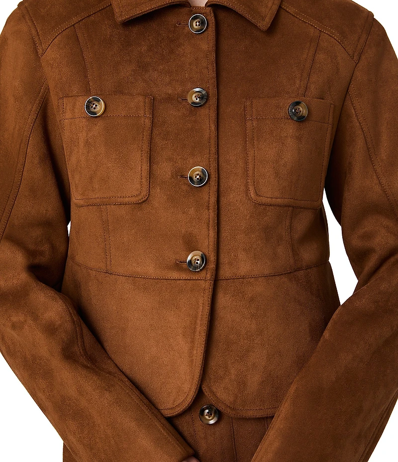 French Connection Laney Suede Collared Long Sleeve Tailored Jacket