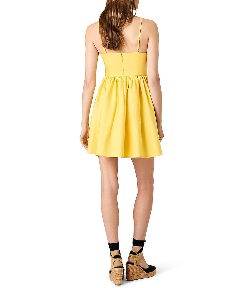 French Connection Lilah Stretch Cotton V-Neck Sleeveless Ballerina Mini Dress