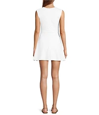 French Connection Lula Ponte Knit Square Neck Sleeveless Skater Mini Dress