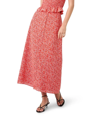 French Connection Madison Crepe Agnes Fleur Button Front Coordinating A-Line Midi Skirt