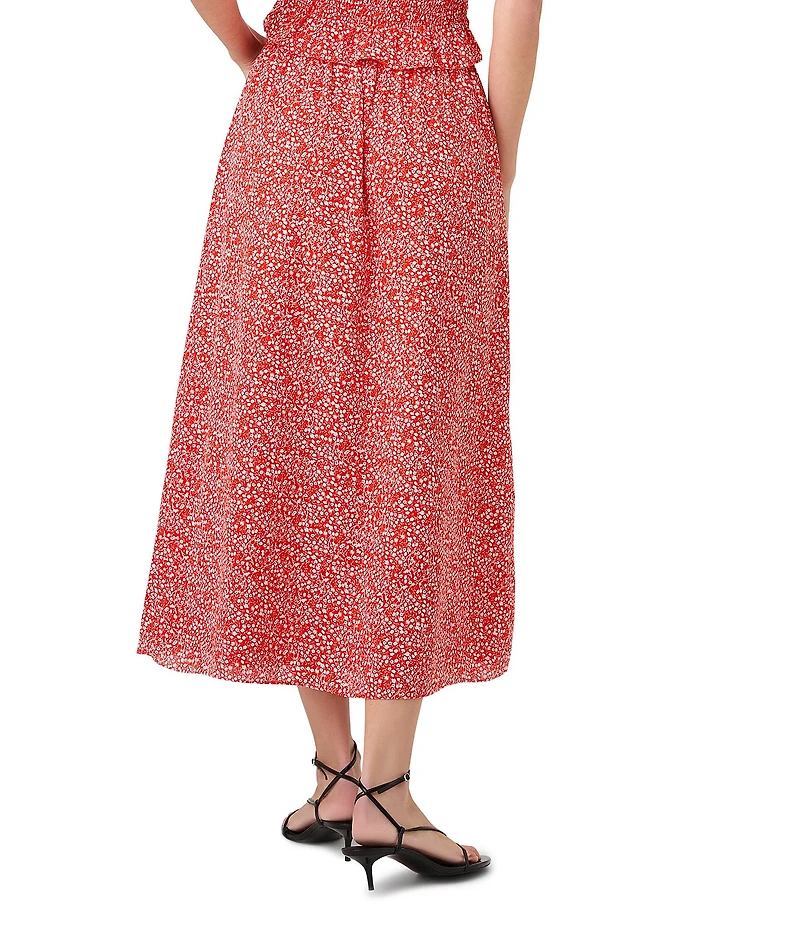 French Connection Madison Crepe Agnes Fleur Button Front Coordinating A-Line Midi Skirt