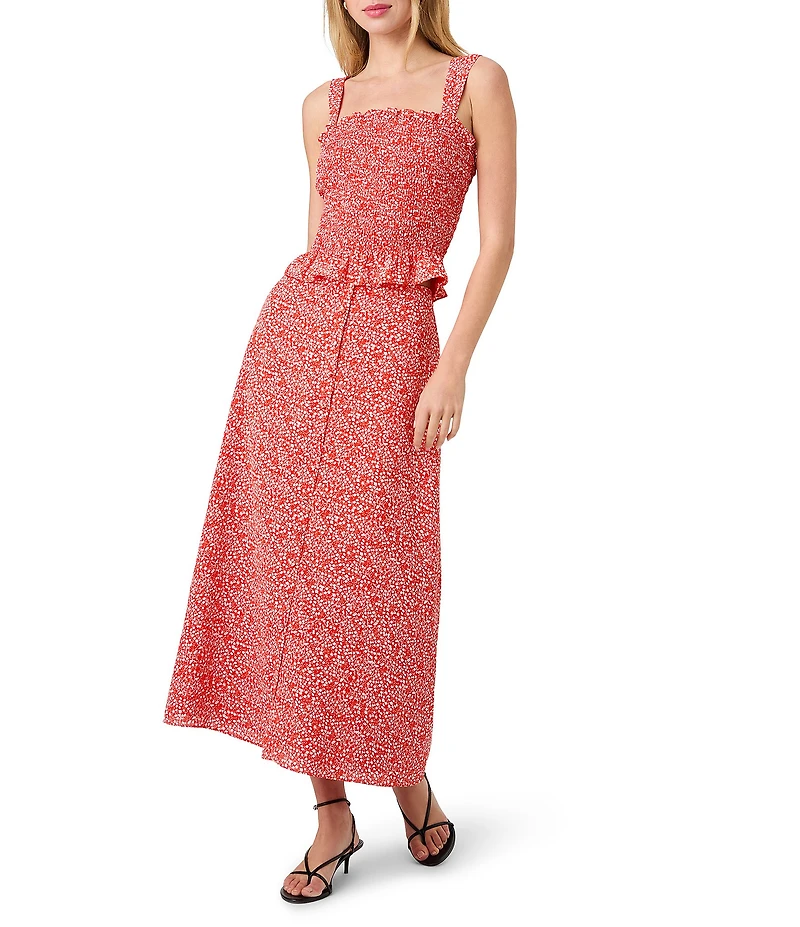 French Connection Madison Crepe Agnes Fleur Button Front Coordinating A-Line Midi Skirt