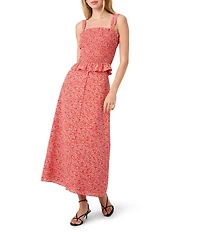 French Connection Madison Crepe Agnes Fleur Button Front Coordinating A-Line Midi Skirt
