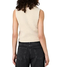 French Connection Marley Knit Quarter Zip Collared V-Neck Sleeveless Rib Vest Top