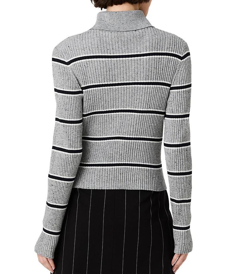 French Connection Mason Knit Varsity Stripe Turtleneck Long Sleeve Top