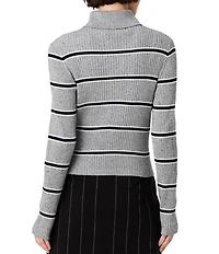 French Connection Mason Knit Varsity Stripe Turtleneck Long Sleeve Top