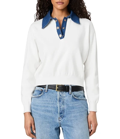 French Connection Maxime Knit Contrast Collared Long Sleeve Sweater