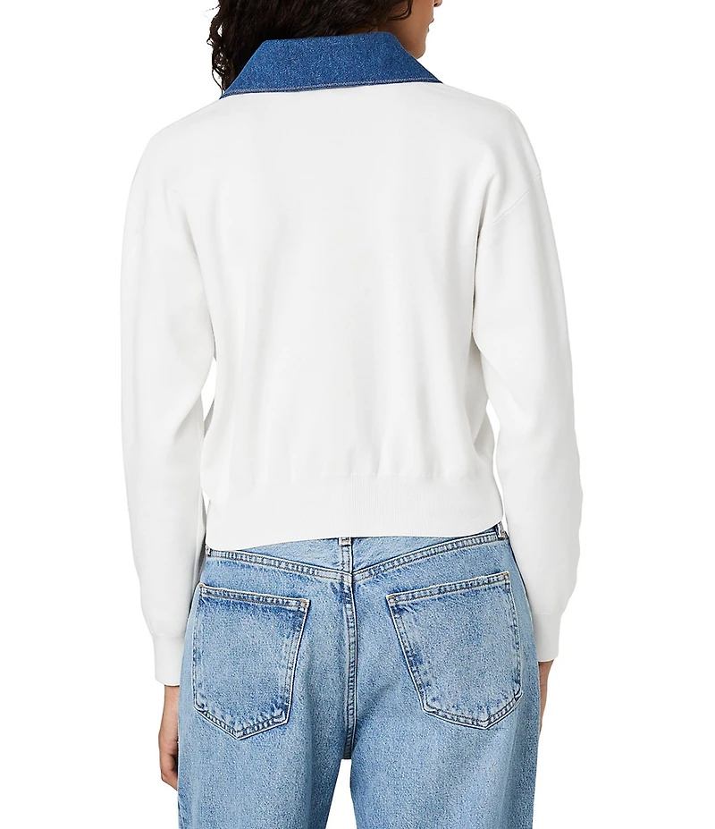 French Connection Maxime Knit Contrast Collared Long Sleeve Sweater