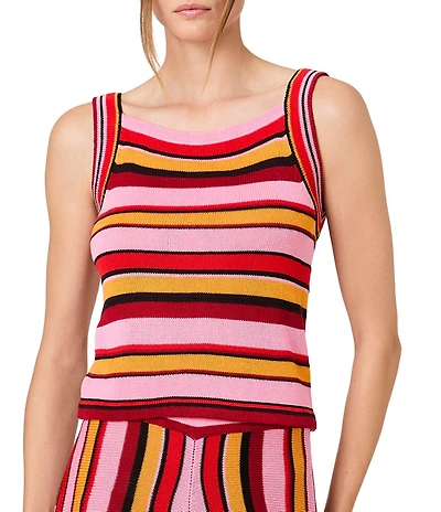 French Connection Motley Knit Stripe Square Neck Sleeveless Coordinating Top