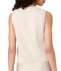 French Connection Mozart Round Neck Sleeveless Pointelle Border Top