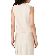 French Connection Mozart Round Neck Sleeveless Pointelle Border Top