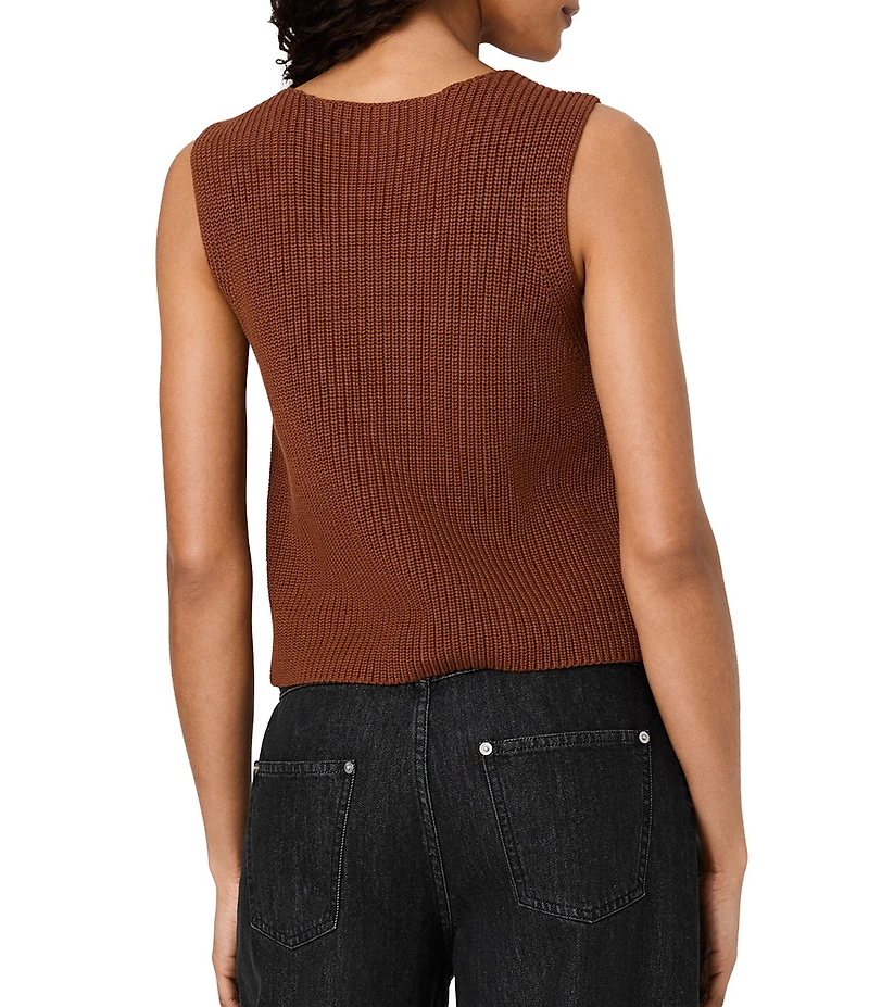 French Connection Mozart V-Neck Sleeveless Rib Knit Vest Top