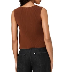 French Connection Mozart V-Neck Sleeveless Rib Knit Vest Top