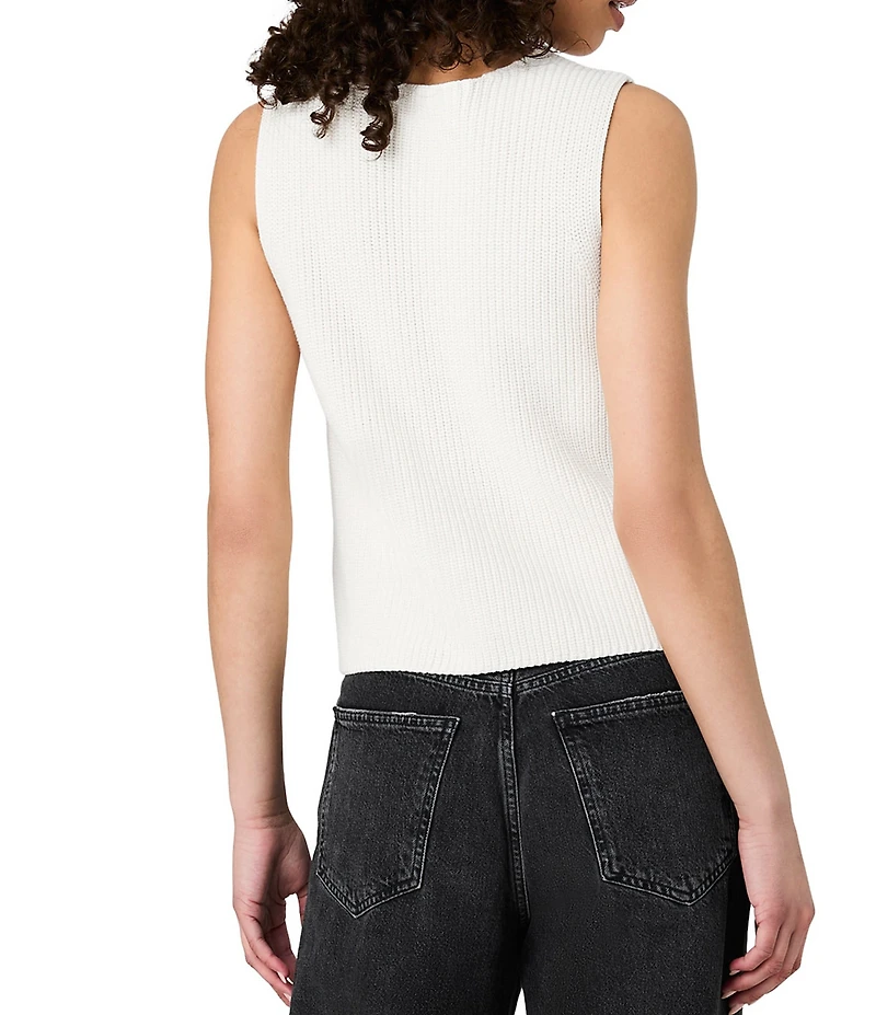 French Connection Mozart V-Neck Sleeveless Rib Knit Vest Top
