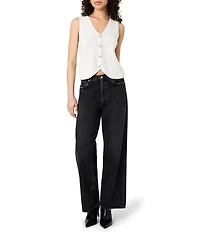 French Connection Mozart V-Neck Sleeveless Rib Knit Vest Top